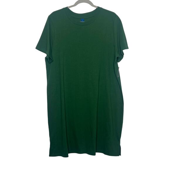 OLD NAVY Crew-Neck Mini T-Shirt Dress Short Sleeve Cotton Green Womens Sz L NWT - Picture 3 of 7